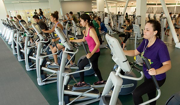 Student using a cardio machine