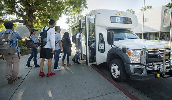 Bronco Shuttle picking up students